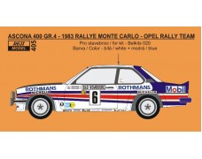 Decal – Opel Ascona 400 - 1983 Rallye Monte Carlo - Rothmans Opel Rally Team 1/24
